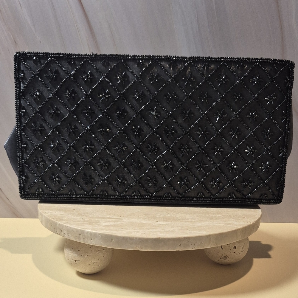Preston & York Elegant Black Beaded Clutch